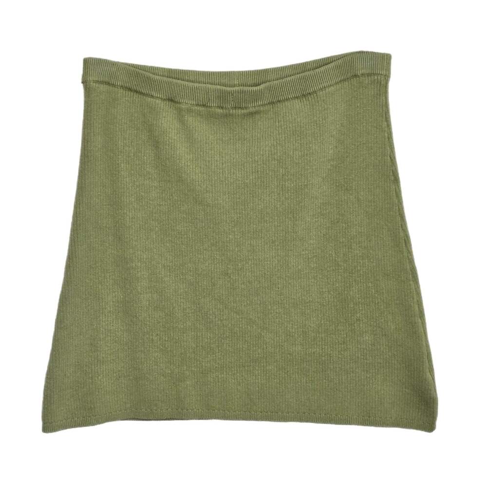 Free People Ribbed Knit Mini Skirt in Olive Green Size M